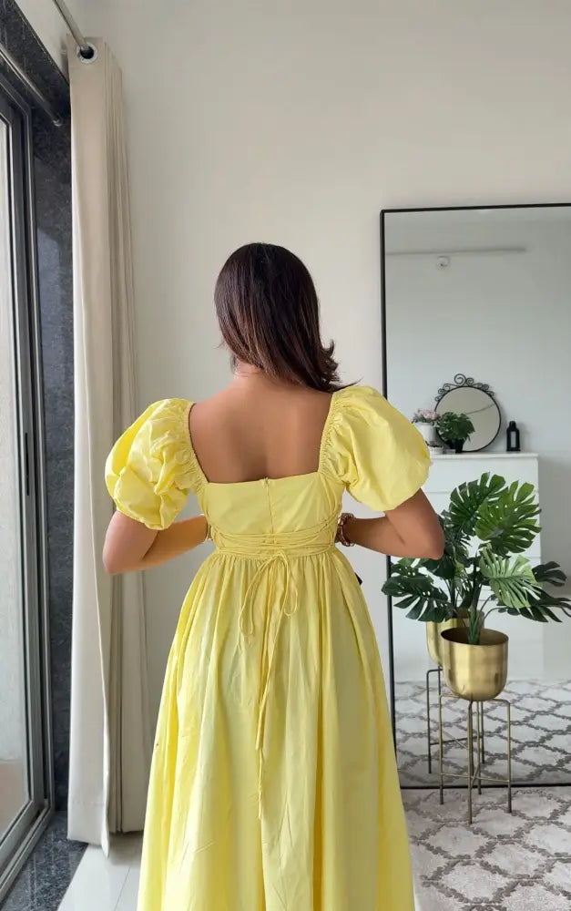 Daisy Lemon Flare Dress - Clothing