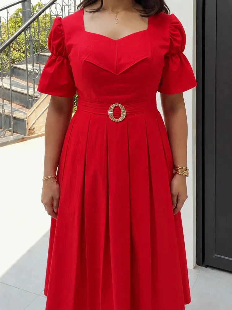 Red Lily Box Pleated Midi dress - Clothing