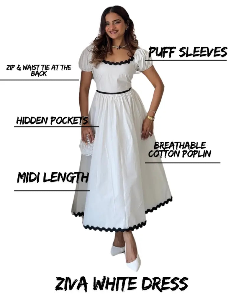 Ziva White Dress - Clothing